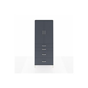 Arges Dolap 3 Raflı 4 Çekmeceli 2 Kapaklı 88x30x221 Antrasit-antrasit