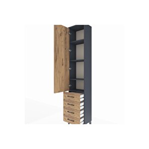 Arges Dolap 4 Raflı 4 Çekmeceli Tek Kapaklı 44x30x221 Antrasit-çam