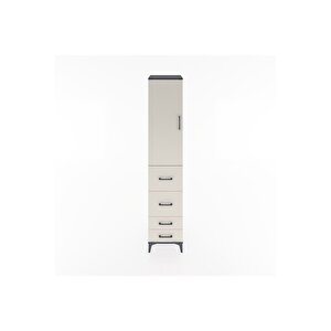 Hyperion Dolap 3 Raflı 4 Çekmeceli Tek Kapaklı 44x44x221 Antrasit-aytaşı