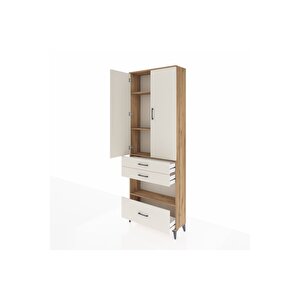 Arges Dolap 4 Raflı 3 Çekmeceli 2 Kapaklı 88x30x243 Çam-aytaşı