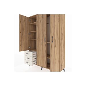 Hyperion Dolap 6 Raflı 3 Çekmeceli Tek Askılı 132x44x195 Çam-çam/aytaşı