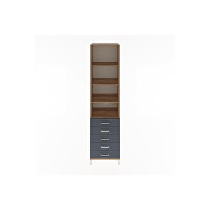 Hyperion Dolap 4 Raflı 5 Çekmeceli 60x44x243 Çam-antrasit