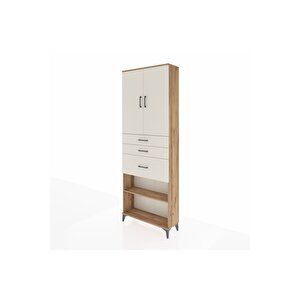 Arges Dolap 4 Raflı 3 Çekmeceli 2 Kapaklı 88x30x243 Çam-aytaşı