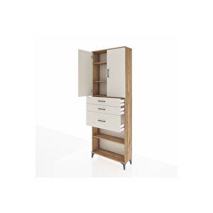 Arges Dolap 4 Raflı 3 Çekmeceli 2 Kapaklı 88x30x243 Çam-aytaşı