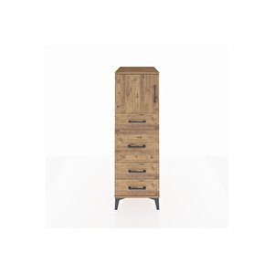 Kronos Dolap Tek Raflı 4 Çekmeceli Tek Kapaklı 44x59x134 Çam-çam