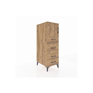Kronos Dolap Tek Raflı 4 Çekmeceli Tek Kapaklı 44x59x134 Çam-çam