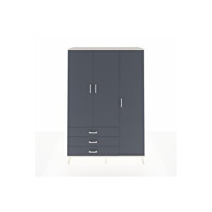 Hyperion Gardrop 6 Raflı 3 Çekmeceli Tek Askılı 132x44x195 Aytaşı-antrasit