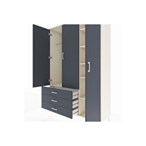 Hyperion Gardrop 6 Raflı 3 Çekmeceli Tek Askılı 132x44x195 Aytaşı-antrasit