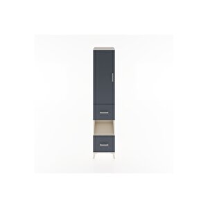 Hyperion Dolap 4 Raflı 2 Çekmeceli Tek Kapaklı 44x44x221 Aytaşı-antrasit