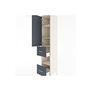 Hyperion Dolap 4 Raflı 2 Çekmeceli Tek Kapaklı 44x44x221 Aytaşı-antrasit