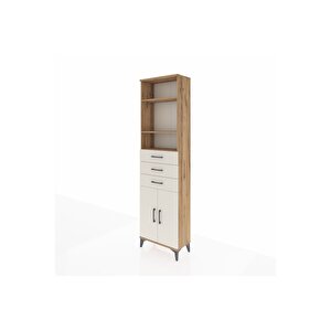 Arges Dolap 4 Raflı 3 Çekmeceli 2 Kapaklı 60x30x221 Çam-aytaşı