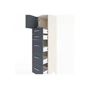 Hyperion Dolap Tek Raflı 5 Çekmeceli Tek Kapaklı 44x44x182 Aytaşı-antrasit