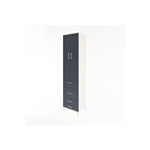 Hyperion Dolap 4 Raflı 4 Çekmeceli 2 Kapaklı 60x44x243 Aytaşı-antrasit