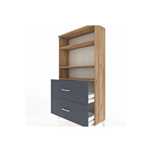 Arges Dolap 3 Raflı 2 Çekmeceli 88x30x163 Çam-antrasit