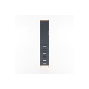 Hyperion Dolap 3 Raflı 6 Çekmeceli Tek Kapaklı 44x44x221 Çam-antrasit