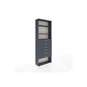 Arges Dolap 3 Raflı 6 Çekmeceli 88x30x243 Antrasit-antrasit