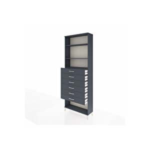 Arges Dolap 3 Raflı 6 Çekmeceli 88x30x243 Antrasit-antrasit