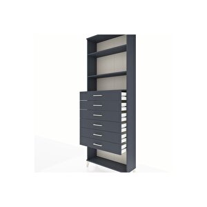 Arges Dolap 3 Raflı 6 Çekmeceli 88x30x243 Antrasit-antrasit