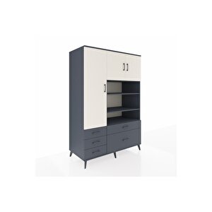 Kronos Dolap 9 Raflı 5 Çekmeceli 3 Kapaklı 132x59x195 Antrasit-aytaşı/antrasit