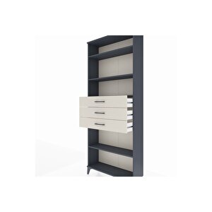 Arges Dolap 4 Raflı 3 Çekmeceli 88x30x221 Antrasit-aytaşı