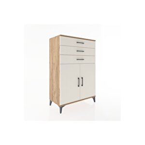 Hyperion Dolap Tek Raflı 3 Çekmeceli 2 Kapaklı 88x44x134 Çam-aytaşı