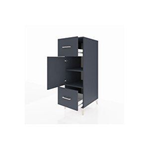 Kronos Dolap 2 Raflı 2 Çekmeceli Tek Kapaklı 44x59x134 Antrasit-antrasit