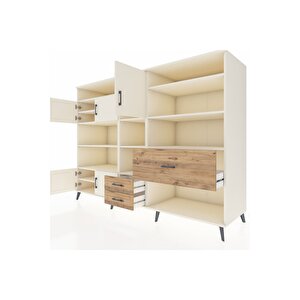 Kronos Dolap 13 Raflı 3 Çekmeceli 5 Kapaklı 220x59x163 Aytaşı-aytaşı/çam