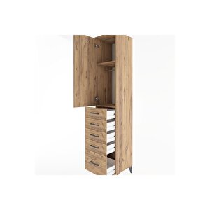 Hyperion Dolap 2 Raflı 5 Çekmeceli Tek Askılı 44x44x221 Çam-çam
