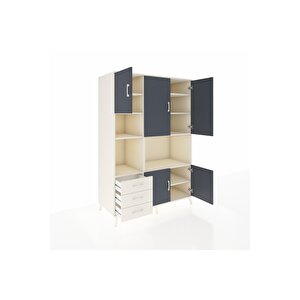 Kronos Dolap 9 Raflı 3 Çekmeceli 5 Kapaklı 132x59x195 Aytaşı-antrasit/aytaşı