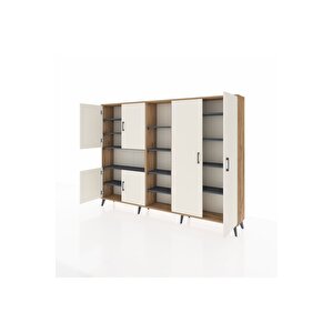 Arges Dolap 13 Raflı 6 Kapaklı 220x30x163 Çam-aytaşı/antrasit