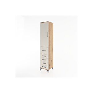 Hyperion Dolap 3 Raflı 5 Çekmeceli Tek Kapaklı 44x44x221 Çam-aytaşı