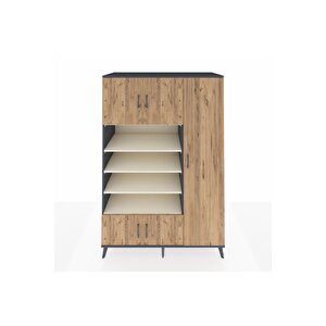 Kronos Dolap 11 Raflı 5 Kapaklı 132x59x195 Antrasit-çam/aytaşı