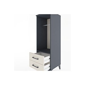 Hyperion Dolap Tek Raflı 2 Çekmeceli Tek Askılı 44x44x134 Antrasit-aytaşı