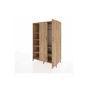 Kronos Dolap 6 Raflı 4 Kapaklı Tek Askılı 132x59x195 Çam-çam/çam