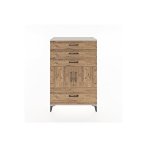 Hyperion Dolap Tek Raflı 4 Çekmeceli 2 Kapaklı 88x44x134 Aytaşı-çam