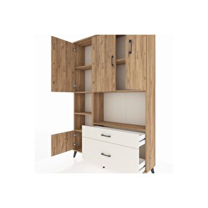 Arges Dolap 7 Raflı 2 Çekmeceli 5 Kapaklı 132x30x195 Çam-çam/aytaşı