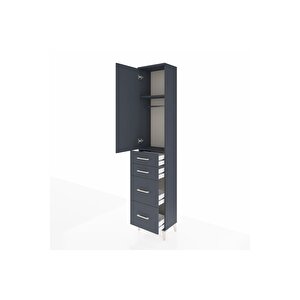 Arges Dolap 2 Raflı 4 Çekmeceli Tek Askılı 44x30x221 Antrasit-antrasit