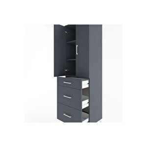 Hyperion Dolap 3 Raflı 3 Çekmeceli 2 Kapaklı 60x44x195 Antrasit-antrasit