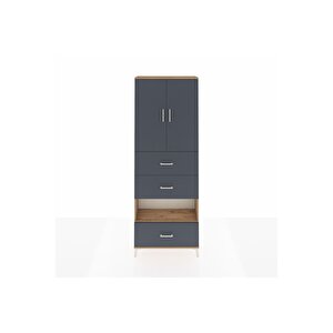 Arges Dolap 4 Raflı 3 Çekmeceli 2 Kapaklı 88x30x243 Çam-antrasit