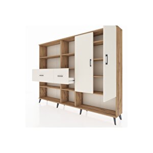 Arges Dolap 10 Raflı 2 Çekmeceli 2 Kapaklı 220x30x163 Çam-aytaşı