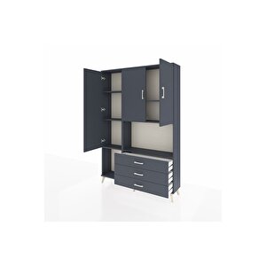 Arges Gardrop 6 Raflı 3 Çekmeceli 3 Kapaklı 132x30x195 Antrasit-antrasit