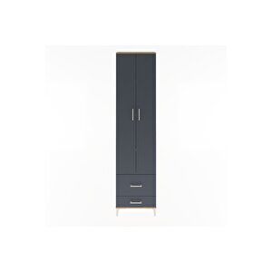 Arges Dolap 4 Raflı 2 Çekmeceli 2 Kapaklı 60x30x243 Çam-antrasit