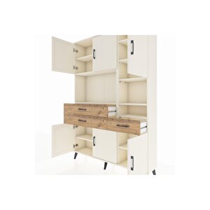 Arges Dolap 10 Raflı 3 Çekmeceli 6 Kapaklı 132x30x195 Aytaşı-aytaşı/çam