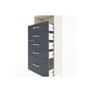 Hyperion Dolap Tek Raflı 5 Çekmeceli 60x44x134 Aytaşı-antrasit