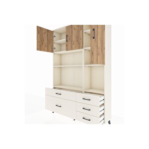 Arges Dolap 8 Raflı 5 Çekmeceli 3 Kapaklı 132x30x195 Aytaşı-çam/aytaşı