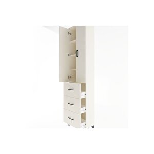 Arges Dolap 4 Raflı 3 Çekmeceli 2 Kapaklı 60x30x243 Aytaşı-aytaşı