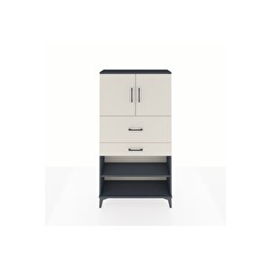 Arges Dolap 3 Raflı 2 Çekmeceli 2 Kapaklı 88x30x163 Antrasit-aytaşı