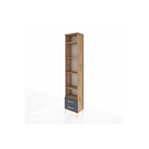 Arges Dolap 5 Raflı 2 Çekmeceli 44x30x221 Çam-antrasit