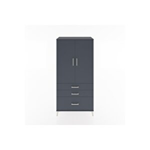 Hyperion Dolap 2 Raflı 3 Çekmeceli 2 Kapaklı 88x44x182 Antrasit-antrasit