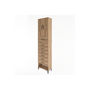 Arges Dolap 2 Raflı 7 Çekmeceli 2 Kapaklı 60x30x243 Çam-çam